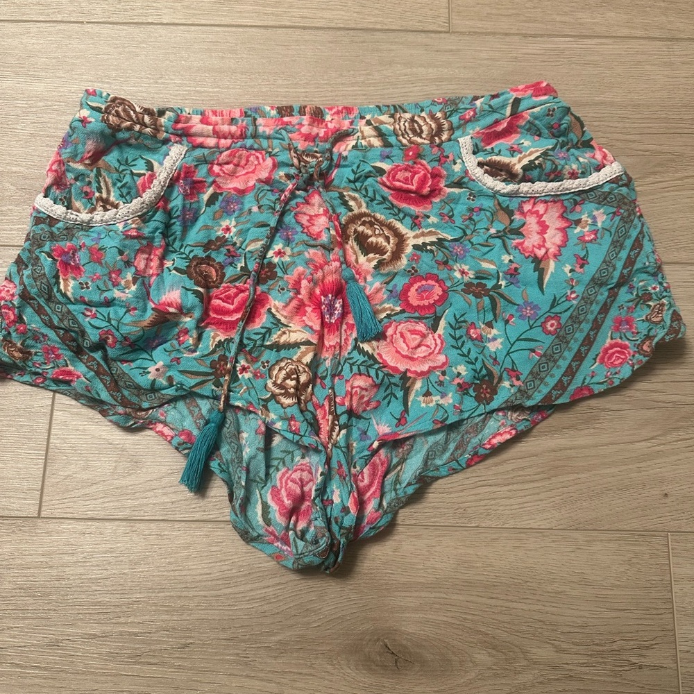 Spell and The Gypsy Collective Babushka Shorts Turquoise Size Medium